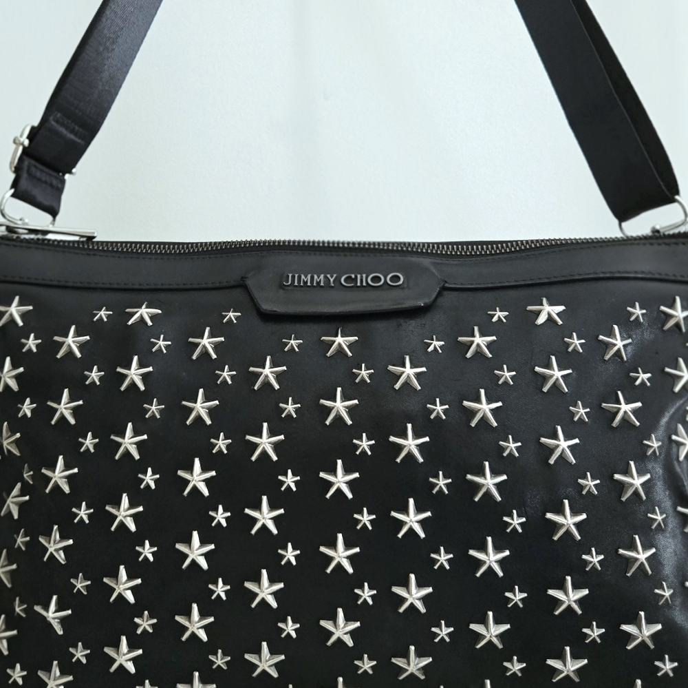 Authentic JIMMY CHOO Sky Star Studded Black Clutch Wallet WOC Crossbody Shoulder - Picture 5 of 16